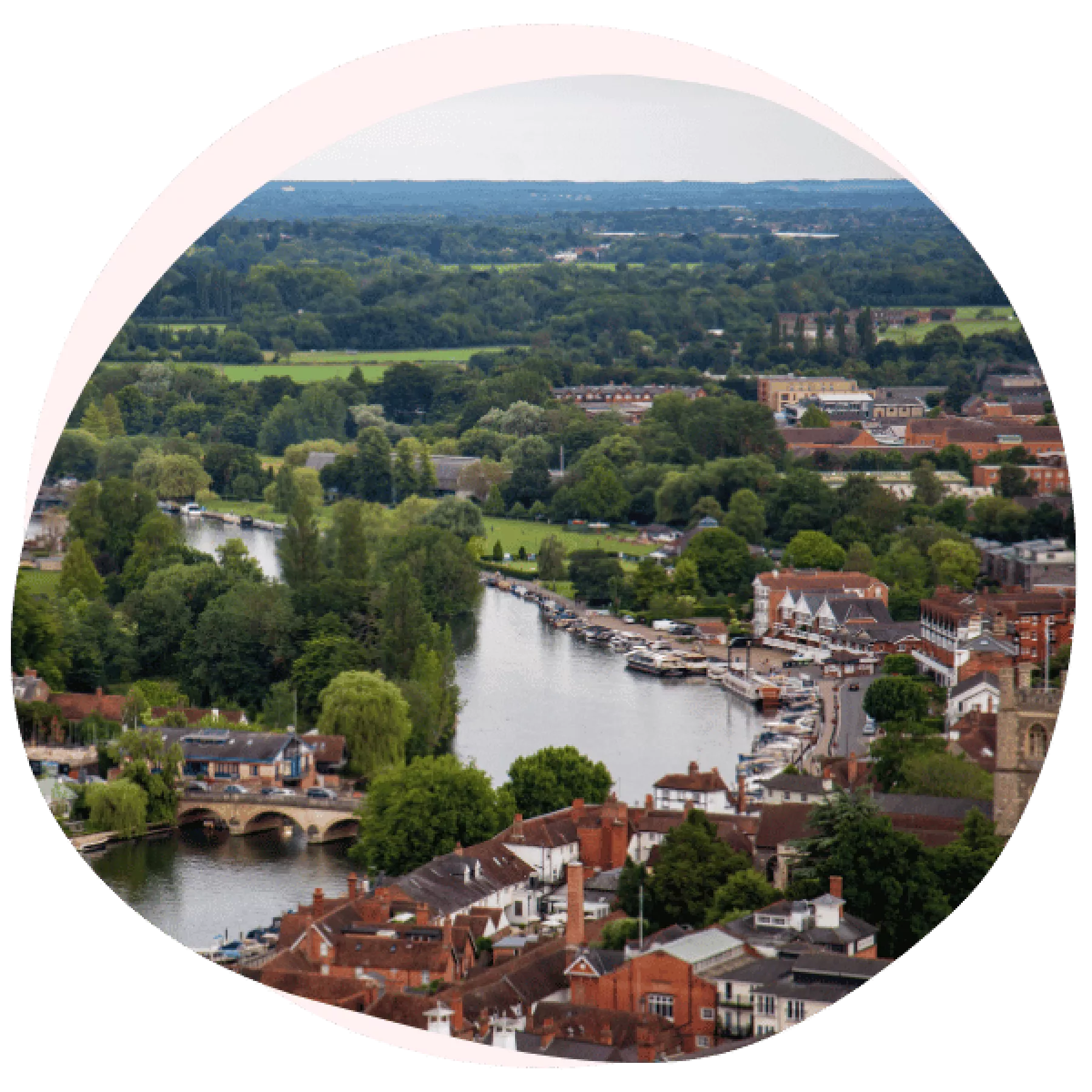 Views of Henley-on-Thames from a hot air balloon